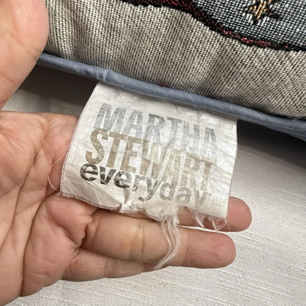 Vintage Martha Stewart Tapestry Throw Pillow 3 Angels Blue 15” Square